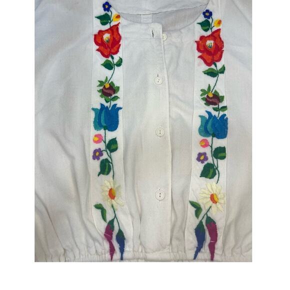 Handmade Embroidered Shirt Dress Multicolor Cotton Short Sleeve Midi sze Medium - Picture 11 of 16